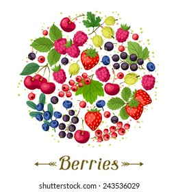 Nature background design with stylized fresh berries.