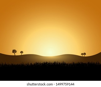 nature background during sunset , vector image .
