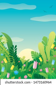 Nature background with floral elements and copy space.
