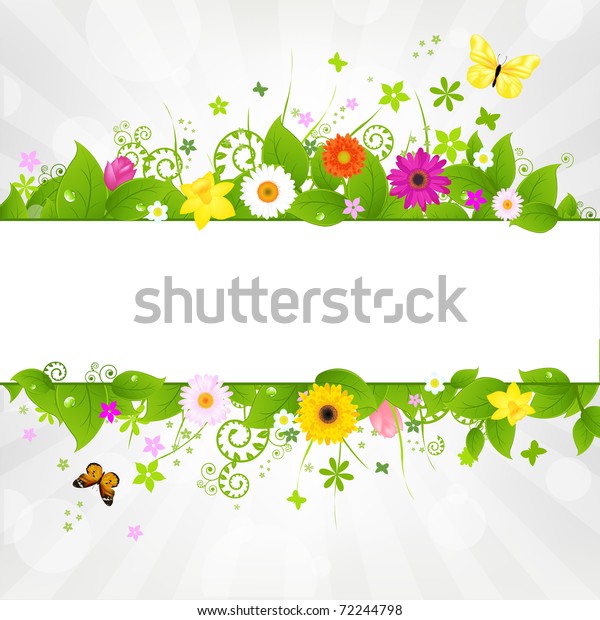 Nature Background Flower Butterflies Vector Illustration Stock Vector ...