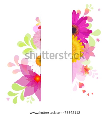 Nature Background With Flowers, Isolated On White Background, Vector Illustration