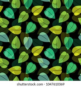 Nature background. Foliage seamless pattern. Green Leaves repeat texture. Elegant trendy wallpaper. Vector illustration.
