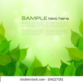 Nature background with fresh green leaves. Vector illustration.