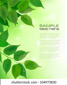 Nature background with fresh green leaves. Vector illustration.