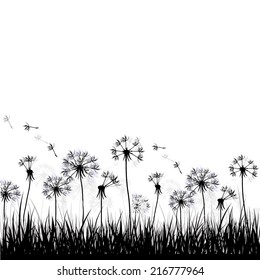 nature background grass with dandelions. Vector