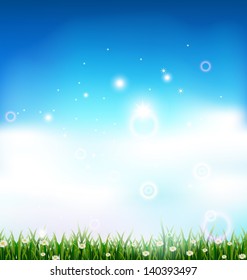 nature background with grass and light effects