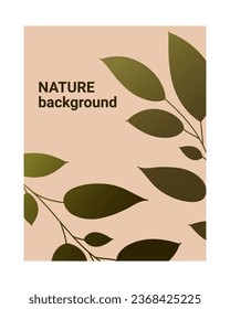 Nature background with green gradient leaves. Abstract vector minimal template poster, invitation, card, flyer, cover, placard, brochure, sale
