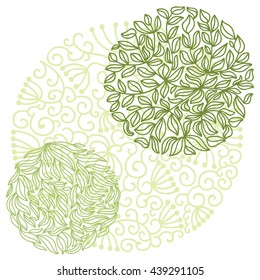 Nature background of green leaves. Vector illustration.
