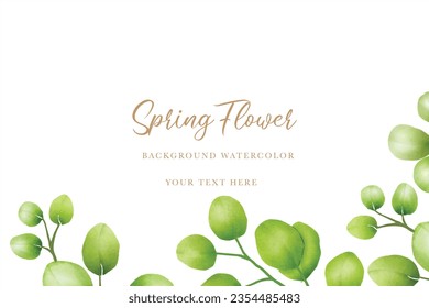 nature background with green leaves watercolor 