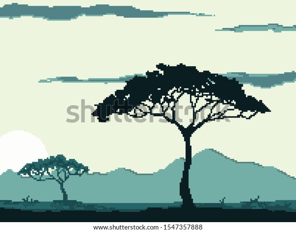 Nature Background Landscape Vector Illustration Forest Stock Vector 