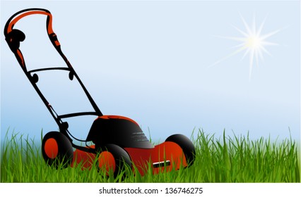 Nature background with lawn-mower