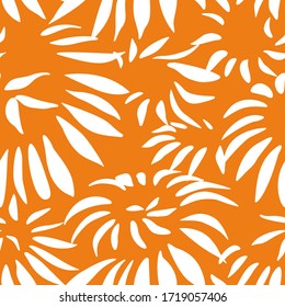 Nature background. Leaf seamless pattern. Stylized large flower heads ornament. Trendy flat design, silhouettes. Simple abstract shapes texture. Textile and fabric design. 