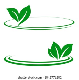 nature background, poster, banner with green leaf and line, stock vector illustration