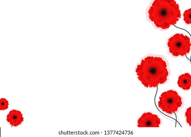 Nature background with red poppies flowers. Vector illustration. Can be used for textile, wallpapers, prints and web design. Vector illustration