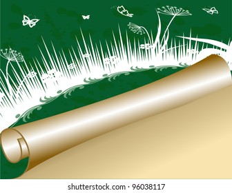 Nature background with a silhouette of grass and the bent angle