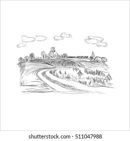 nature background, sketch style, vector illustration