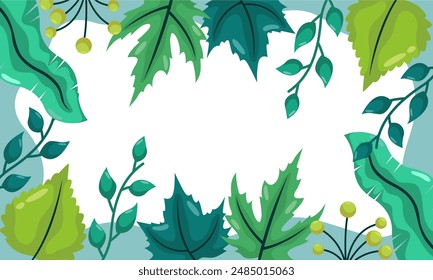 nature background with tropical leaf border