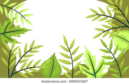 nature background with tropical leaf border