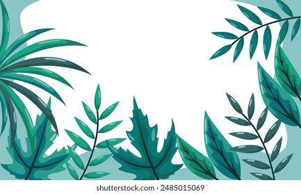 nature background with tropical leaf border