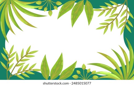 nature background with tropical leaf border