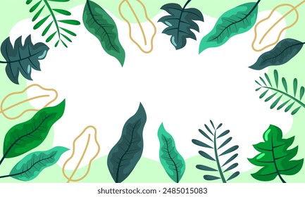 nature background with tropical leaf border