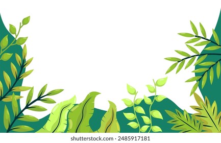 nature background with tropical leaf border