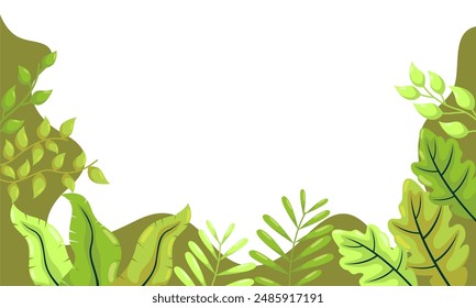 nature background with tropical leaf border