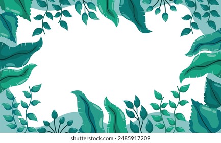 nature background with tropical leaf border