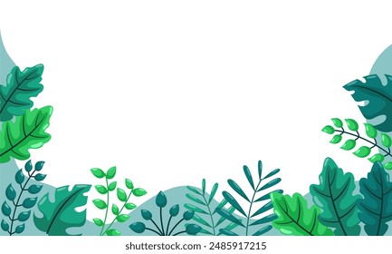 nature background with tropical leaf border