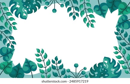 fondo de la naturaleza con borde de hoja tropical