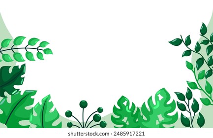 nature background with tropical leaf border