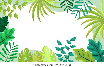 nature background with tropical leaf border