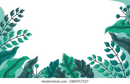nature background with tropical leaf border