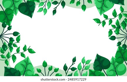nature background with tropical leaf border