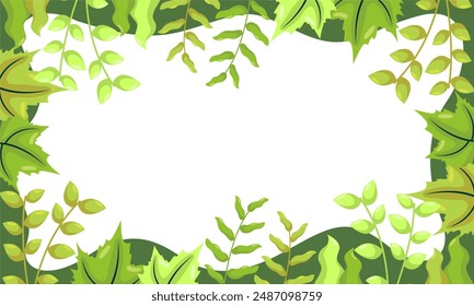 nature background with tropical leaf border

