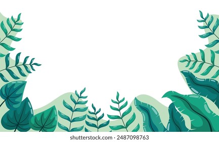 nature background with tropical leaf border

