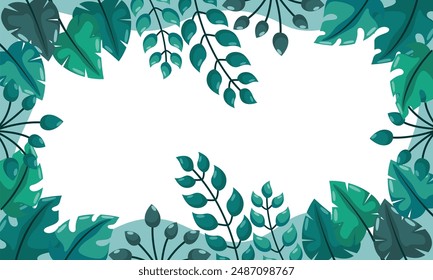 nature background with tropical leaf border

