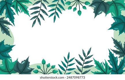 nature background with tropical leaf border

