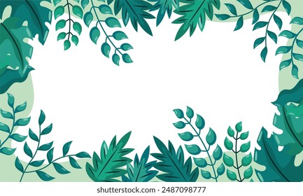 nature background with tropical leaf border

