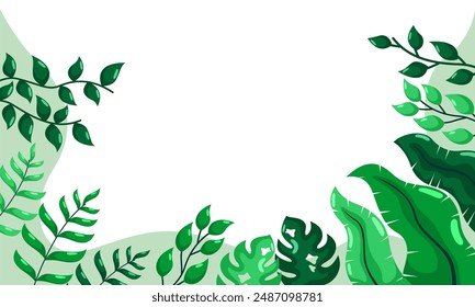 nature background with tropical leaf border

