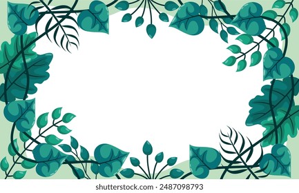 nature background with tropical leaf border

