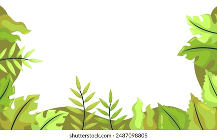 nature background with tropical leaf border

