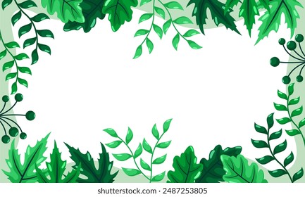 nature background with tropical leaf border