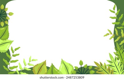 nature background with tropical leaf border