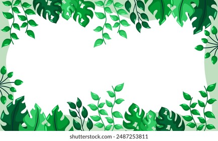 nature background with tropical leaf border