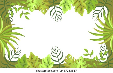 nature background with tropical leaf border