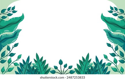 nature background with tropical leaf border