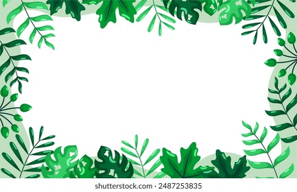 nature background with tropical leaf border