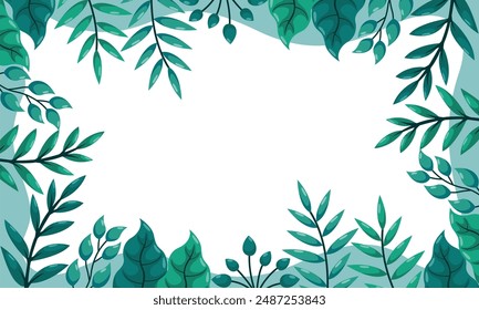 nature background with tropical leaf border