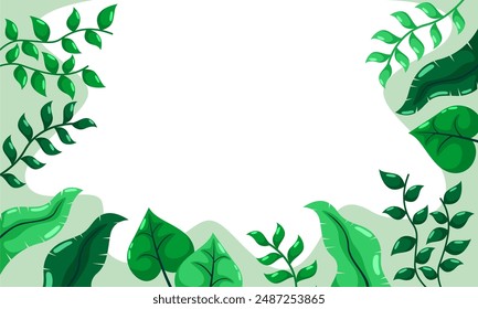 nature background with tropical leaf border